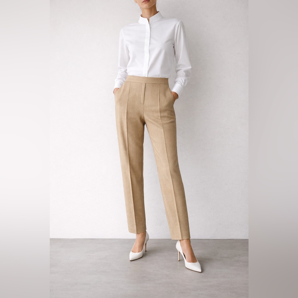 ELLERY Straw Tweed Straight Leg Trousers Size 8